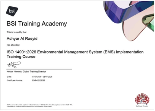 Dokumen ISO 14001:2026 — EMS Implementation, BSI Training Academy · Achyar Al Rasyid