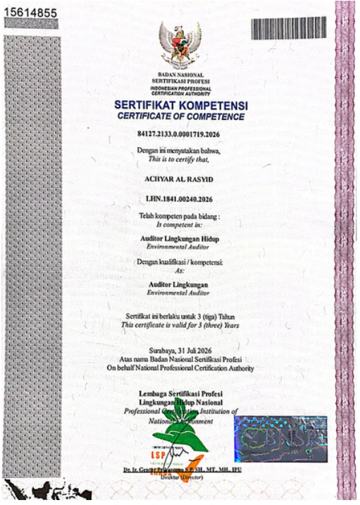 Dokumen Auditor lingkungan hidup, BNSP / LSP LHN · Achyar Al Rasyid